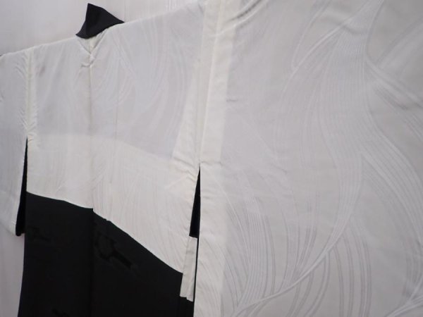 Photo8: 6302T04z620 Vintage Japanese Kimono Silk HAORI Flowers Black (8)