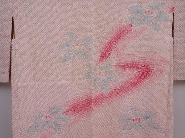 Photo3: 6302T05z490 Vintage Japanese Kimono Silk SHIBORI HAORI Flower Light pink (3)