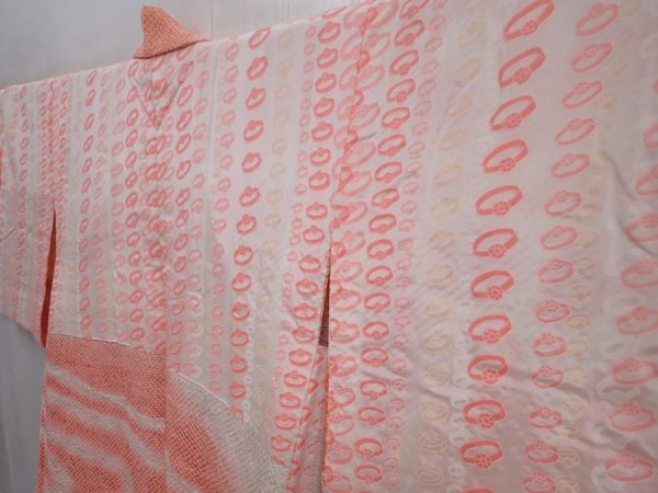 Photo7: 6302T06z520 Vintage Japanese Kimono Silk SHIBORI HAORI  Orangered (7)