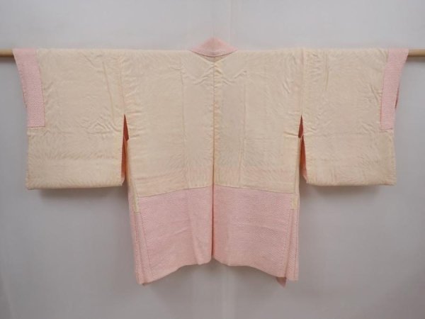 Photo7: 6302T07z550 Vintage Japanese Kimono Silk SHIBORI HAORI Leaf Pink (7)