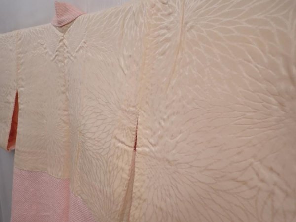 Photo8: 6302T07z550 Vintage Japanese Kimono Silk SHIBORI HAORI Leaf Pink (8)