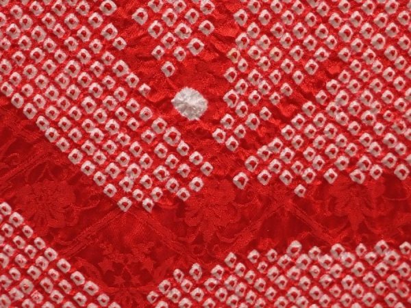 Photo4: 6302T08z690 Vintage Japanese Kimono Silk SHIBORI HAORI  Dark red (4)
