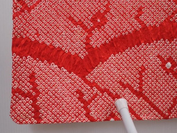 Photo5: 6302T08z690 Vintage Japanese Kimono Silk SHIBORI HAORI  Dark red (5)