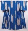 Photo1: 6302T10z630 Vintage Japanese Kimono Silk MEISEN KOMON Yagasuri Blue (1)