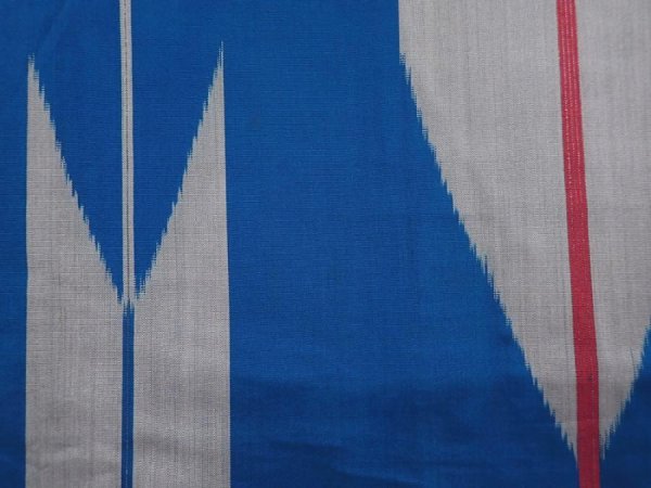 Photo6: 6302T10z630 Vintage Japanese Kimono Silk MEISEN KOMON Yagasuri Blue (6)