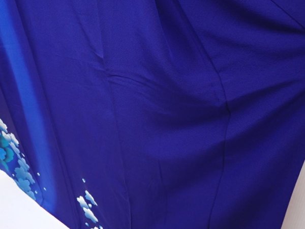 Photo4: 6302T12z1230  Japanese Kimono Silk FURISODE Peony Dark lavender blue (4)