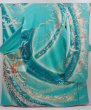 Photo1: 6302T13z1170 Vintage Japanese Kimono Silk FURISODE Royal cart Green-Blue (1)