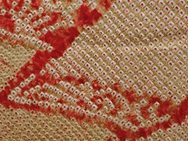 Photo4: 6303T01z480 Vintage Japanese Kimono Silk SHIBORI HAORI  Yellow ochre (4)