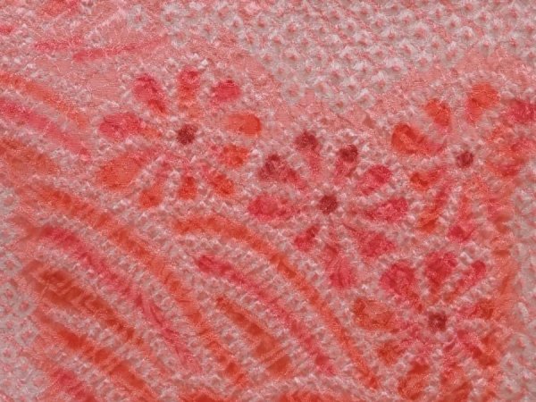 Photo4: 6303T03z410 Vintage Japanese Kimono Silk SHIBORI HAORI Mountain Pink (4)