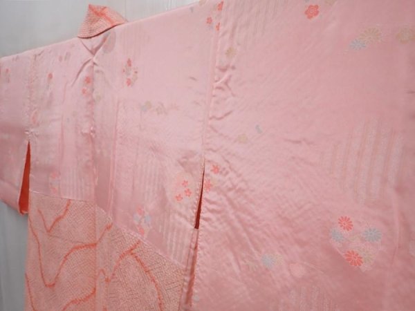 Photo7: 6303T03z410 Vintage Japanese Kimono Silk SHIBORI HAORI Mountain Pink (7)