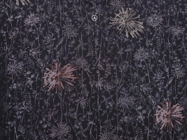 Photo3: 6303T04z750 Vintage Japanese Kimono Silk HAORI Flower Black (3)