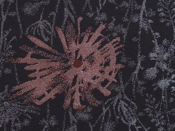 Photo4: 6303T04z750 Vintage Japanese Kimono Silk HAORI Flower Black (4)