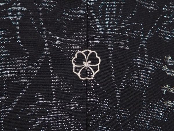 Photo5: 6303T04z750 Vintage Japanese Kimono Silk HAORI Flower Black (5)