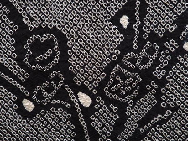 Photo4: 6303T05z450 Vintage Japanese Kimono Silk SHIBORI HAORI Plum branch Black (4)