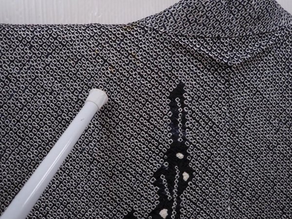 Photo5: 6303T05z450 Vintage Japanese Kimono Silk SHIBORI HAORI Plum branch Black (5)