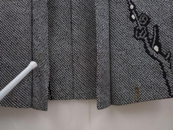 Photo7: 6303T05z450 Vintage Japanese Kimono Silk SHIBORI HAORI Plum branch Black (7)