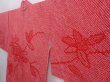 Photo2: 6303T06z420 Vintage Japanese Kimono Silk SHIBORI HAORI Leaf Dark red (2)