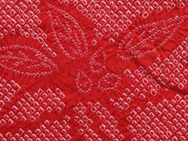 Photo4: 6303T06z420 Vintage Japanese Kimono Silk SHIBORI HAORI Leaf Dark red (4)