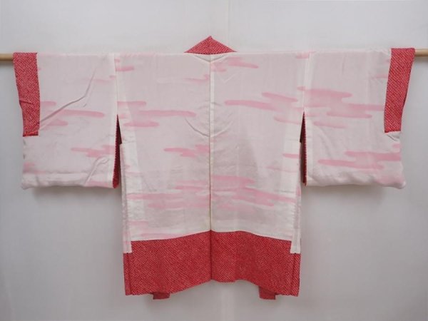 Photo6: 6303T06z420 Vintage Japanese Kimono Silk SHIBORI HAORI Leaf Dark red (6)
