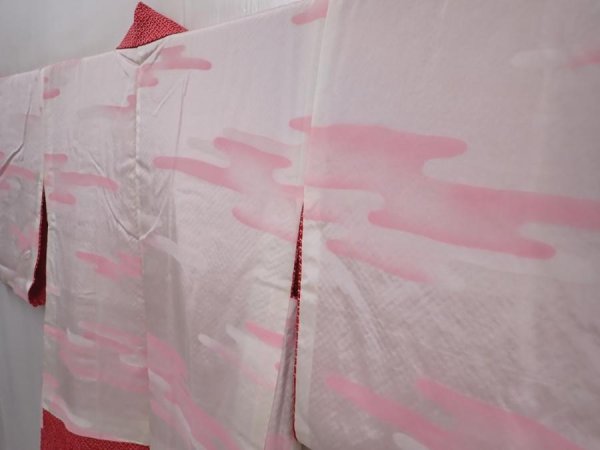 Photo7: 6303T06z420 Vintage Japanese Kimono Silk SHIBORI HAORI Leaf Dark red (7)