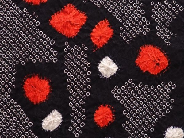 Photo4: 6303T07z630 Vintage Japanese Kimono Silk SHIBORI HAORI Plum tree Black (4)