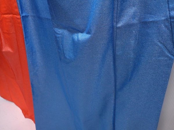 Photo4: 6303T08z530 Vintage Japanese Kimono Synthetic KOMON  Tomato red (4)