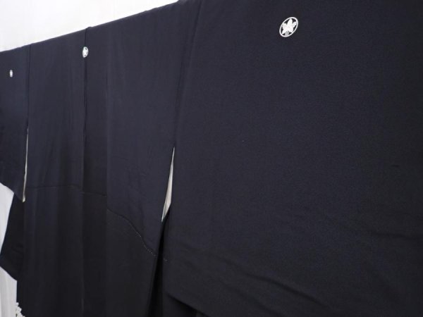 Photo2: 6303T09z1300 Vintage Japanese Kimono Silk TOMESODE Peacock Black (2)