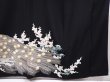 Photo7: 6303T09z1300 Vintage Japanese Kimono Silk TOMESODE Peacock Black (7)