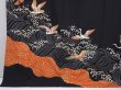Photo6: 6303T10z1220  Japanese Kimono Silk ARTIST WORK TOMESODE Flying crane Black (6)