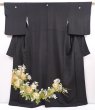 Photo1: 6303T11z1090 Vintage Japanese Kimono Silk TOMESODE Chrysanthemum Black (1)