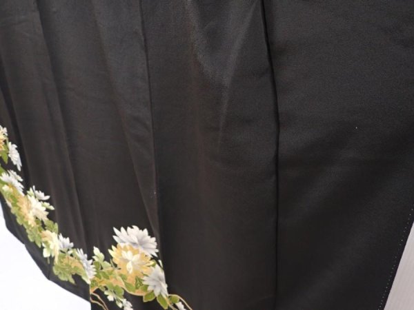 Photo4: 6303T11z1090 Vintage Japanese Kimono Silk TOMESODE Chrysanthemum Black (4)