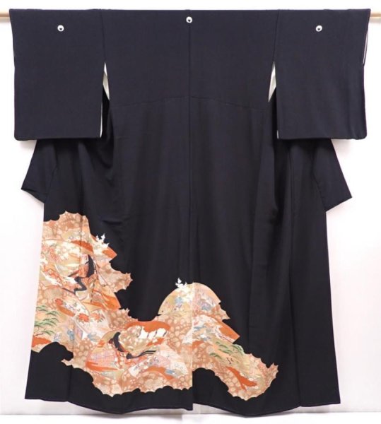 Photo1: 6303T12z1470  Japanese Kimono Silk TOMESODE Princess Black (1)