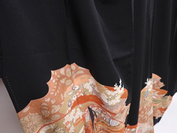 Photo3: 6303T12z1470  Japanese Kimono Silk TOMESODE Princess Black (3)