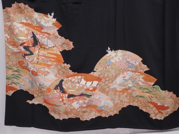 Photo5: 6303T12z1470  Japanese Kimono Silk TOMESODE Princess Black (5)