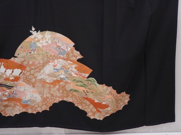 Photo7: 6303T12z1470  Japanese Kimono Silk TOMESODE Princess Black (7)
