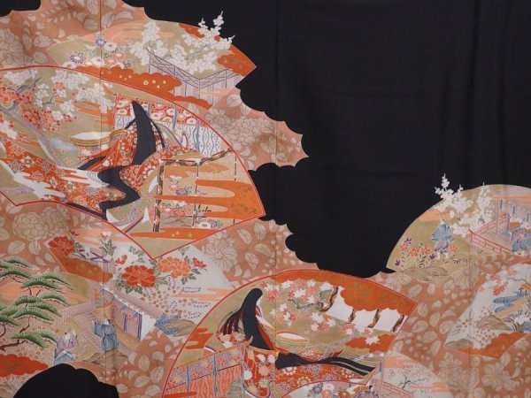 Photo8: 6303T12z1470  Japanese Kimono Silk TOMESODE Princess Black (8)