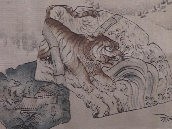 Photo4: 6309T01z380 Vintage Japanese Kimono Synthetic Men's HAORI  Black (4)