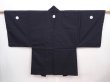 Photo5: 6309T01z380 Vintage Japanese Kimono Synthetic Men's HAORI  Black (5)