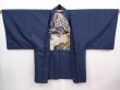 Photo7: 6309T03z540 Vintage Japanese Kimono Silk Men's OSHIMA HAORI Mt.Fuji Navy (7)