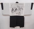 Photo1: 6309T04z510 Vintage Japanese Kimono Silk Men's HAORI Daikokuten Black (1)