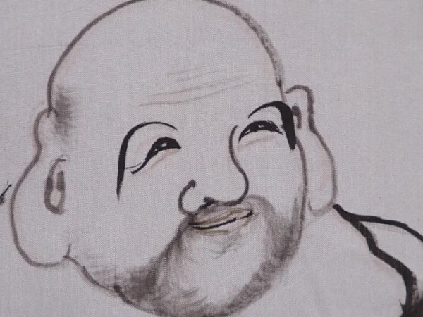 Photo4: 6309T04z510 Vintage Japanese Kimono Silk Men's HAORI Daikokuten Black (4)