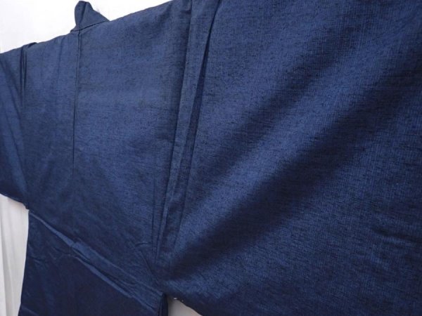 Photo5: 6309T05z670 Vintage Japanese Kimono Silk Men's HAORI Mt.Fuji Navy (5)