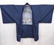 Photo6: 6309T05z670 Vintage Japanese Kimono Silk Men's HAORI Mt.Fuji Navy (6)