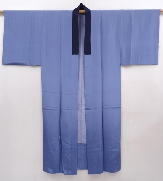 Photo6: 6309T06z470  Japanese Kimono Silk Men's JUBAN Pine Lavender blue (6)