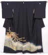 Photo1: 6309T08z1260 Vintage Japanese Kimono Silk TOMESODE Phoenix Black (1)