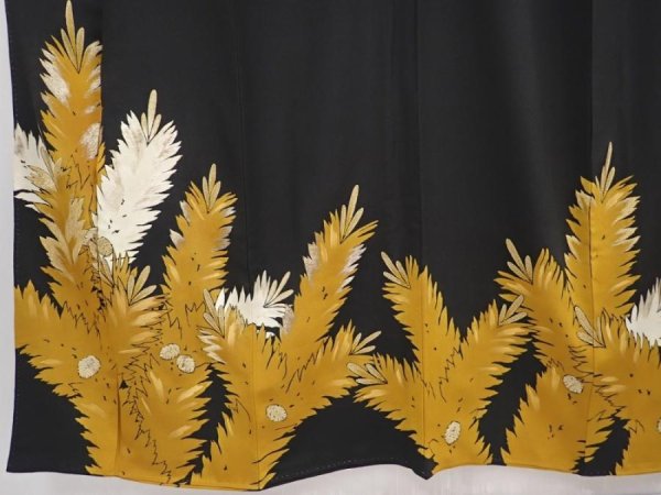 Photo5: 6309T09z1460 Vintage Japanese Kimono Silk TOMESODE Pine Black (5)