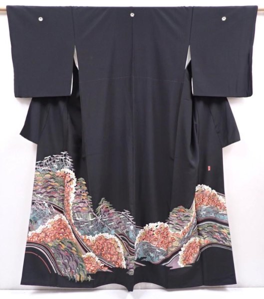 Photo1: 6309T12z1550  Japanese Kimono Silk ARTIST WORK TOMESODE Plum blossom (1)