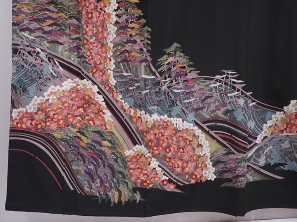 Photo6: 6309T12z1550  Japanese Kimono Silk ARTIST WORK TOMESODE Plum blossom (6)