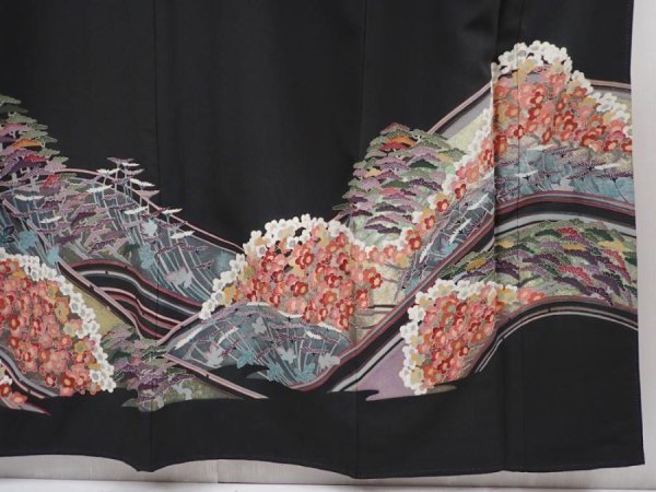 Photo7: 6309T12z1550  Japanese Kimono Silk ARTIST WORK TOMESODE Plum blossom (7)