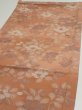 Photo3: 2M02z60  Japanese Kimono Silk  FABRIC Camellia Light brown 42.5x14.4 (3)